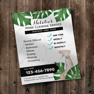 Botanical House Cleaning Maid Service Marble Flyer
