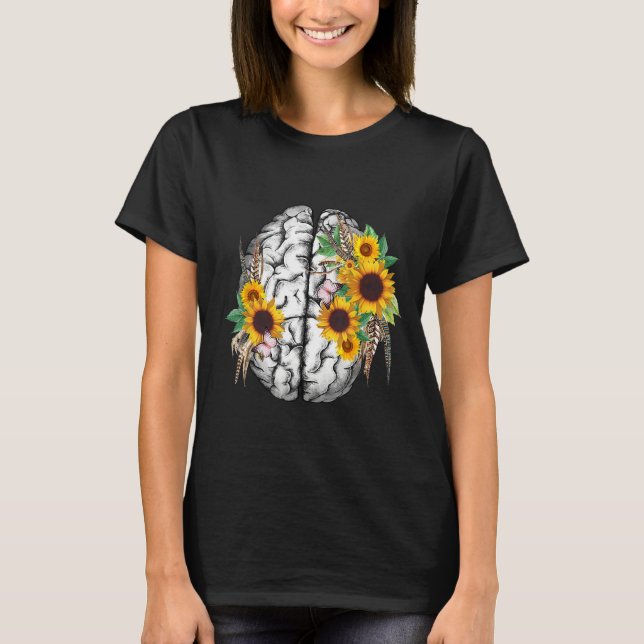 Botanical human brain mental health artistic anato T-Shirt (Front)