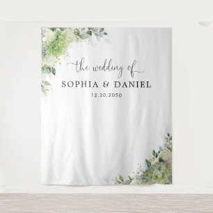 Botanical Hydrangeas Wedding Backdrops Banner Tapestry