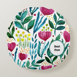 Botanical illustration Best mum Mother's day Round Cushion