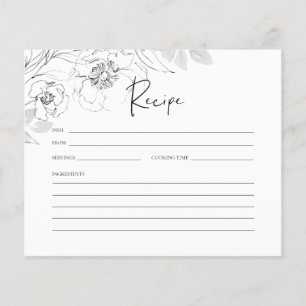 Botanical Illustration Bridal Shower Recipe Card