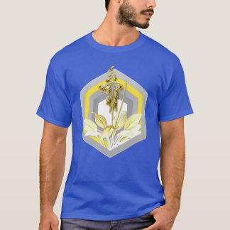 Botanical Illustration Daylily in Grey and Yellow  T-Shirt