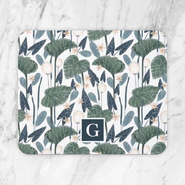 Botanical Illustration Plant Mom Monogram Mouse Pad (Creator Uploaded)