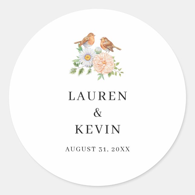 Botanical Illustration Wedding Favour Sticker (Front)