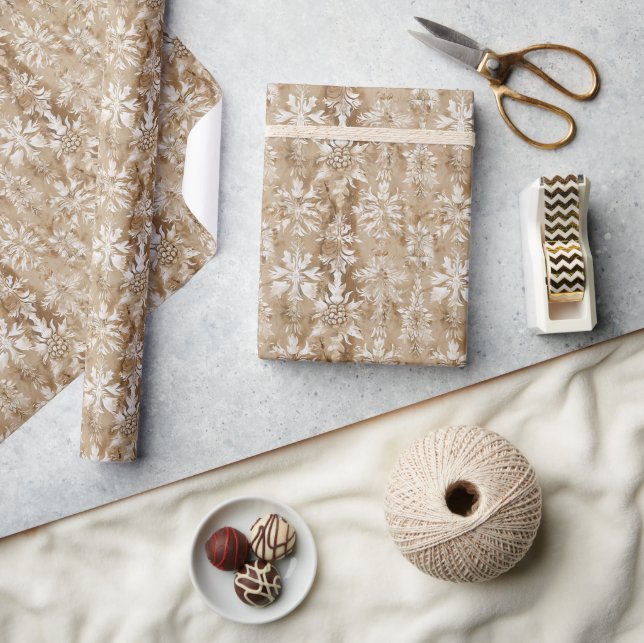 Botanical Illustrations and Beige and White Damask Wrapping Paper (Crafts)
