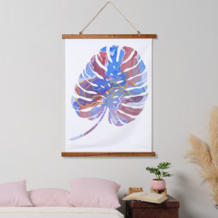 Botanical Ink Art Wood Topped Wall Hanging Tapestry