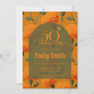 Botanical Inspired Carnation Fantasy Birthday Part Invitation