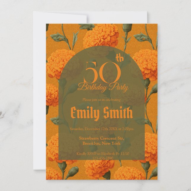 Botanical Inspired Carnation Fantasy Birthday Part Invitation (Front)
