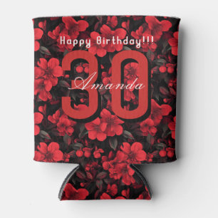 Botanical Inspired Rose Flower 40Th Birthday Can Cooler