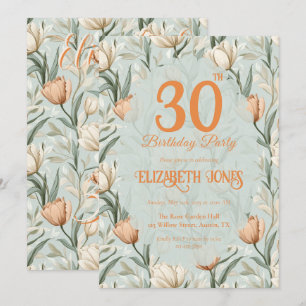 Botanical Inspired Tulip Floral Summer Party Invitation