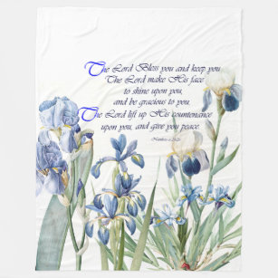 Botanical Iris Flowers Floral Bible Blessing Fleece Blanket