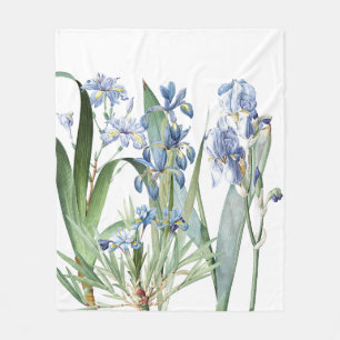 Botanical Iris Flowers Floral Garden Fleece Blanket