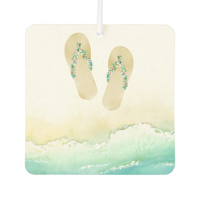 Botanical Island Flip Flops Car Air Freshener (Front)