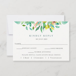 Botanical Island Floral Wedding RSVP Card