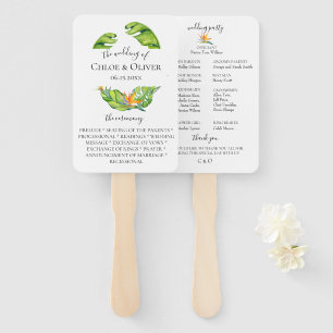 Botanical Island Foliage Wedding Program Hand Fan