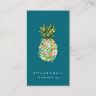 Botanical Island Pineapple Blue Business Card