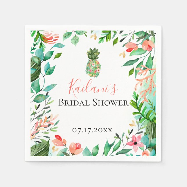 Botanical Island Pineapple Personalised Napkin (Front)