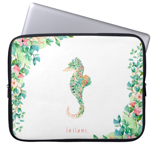 Botanical Island Seahorse Laptop Sleeve (Front)