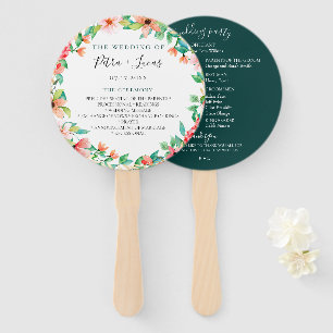 Botanical Island Wreath Wedding Program Hand Fans