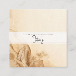 Botanical Ivory Cream Bohemian Textured Details Square Business Card