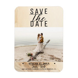 Botanical Ivory Cream Bohemian Textured Save Date Magnet