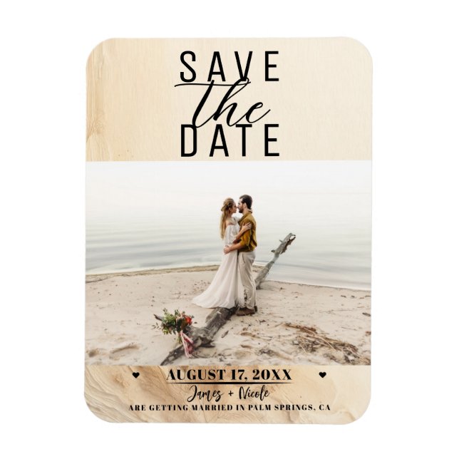 Botanical Ivory Cream Bohemian Textured Save  Date Magnet (Vertical)