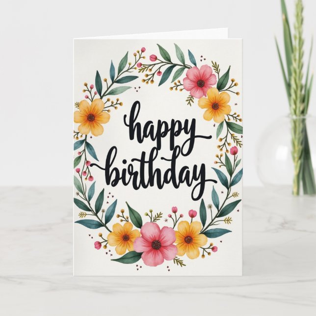 Botanical Joy Birthday Card (Front)