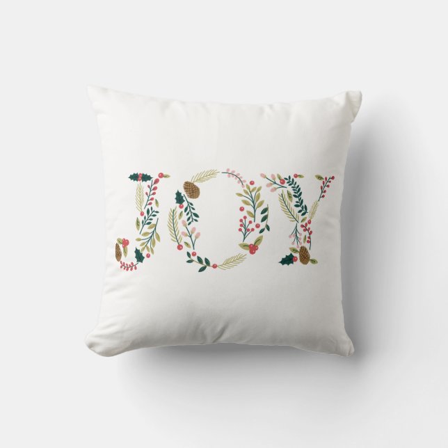 Botanical Joy Christmas Cushion (Front)