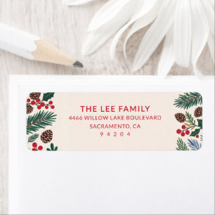 Botanical Joy Family Christmas Address Return Address Label