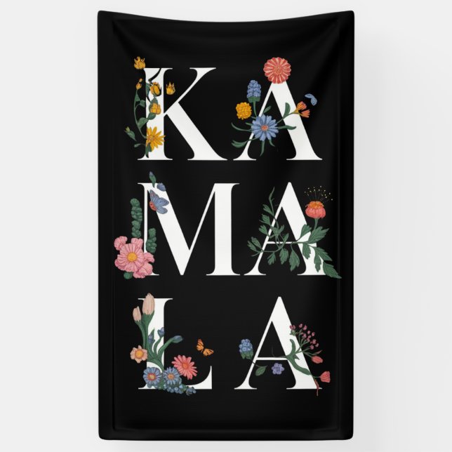 Botanical Kamala Harris Voting 2024 Floral Voter Banner (Vertical)