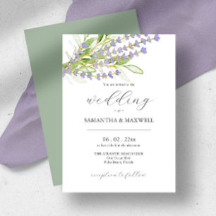 Botanical Lavender Wedding Invitation Watercolor
