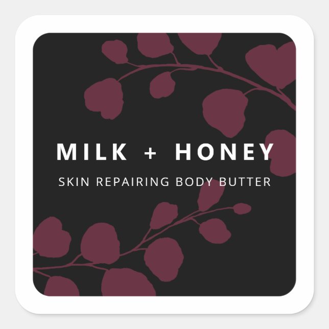 Botanical Leaf Black And Purple Product Labels (Front)