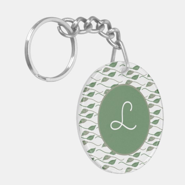 Botanical Leaf Greenery Hand Drawn Pattern    Key Ring (Front Left)