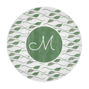 Botanical Leaf Greenery Hand Drawn Pattern Name Cutting Board
