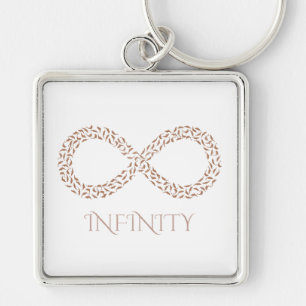 Botanical Leaf Infinity Symbol Modern Nature Key Ring