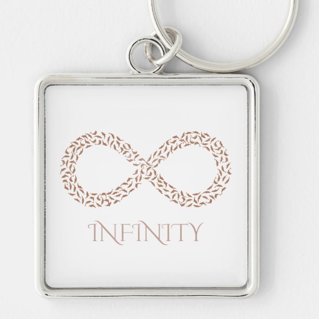 Botanical Leaf Infinity Symbol Modern Nature  Key Ring (Front)