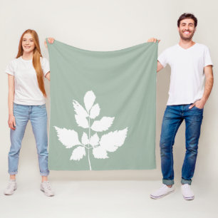 Botanical Leaf Silhouette Custom Background Colou Fleece Blanket