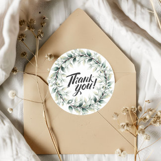 Botanical Leaf Thank You - Small Business  Classic Round Sticker