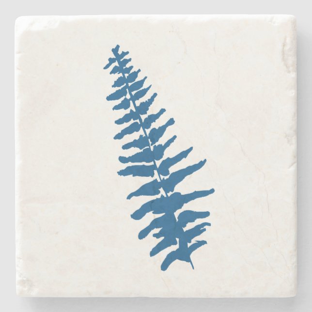 Botanical Leaf Watercolor Marble Stone Coaster (Front)