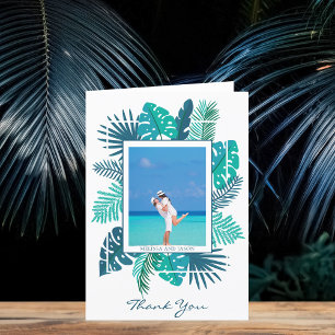 Botanical Leaf Wedding Newlywed Photo Folded Thank You Card