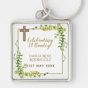 Botanical LeafBautizo Bautismo Baptism Name Verses Key Ring
