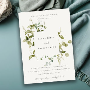 Botanical Leafy Foliage Watercolor Couples Shower Invitation