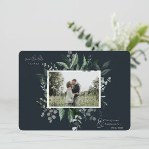 Botanical Leafy Greenery Photo Frame Save the Date