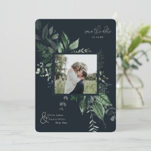 Botanical Leafy Greenery Photo Frame Save the Date