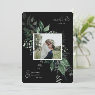 Botanical Leafy Greenery Photo Frame Save the Date
