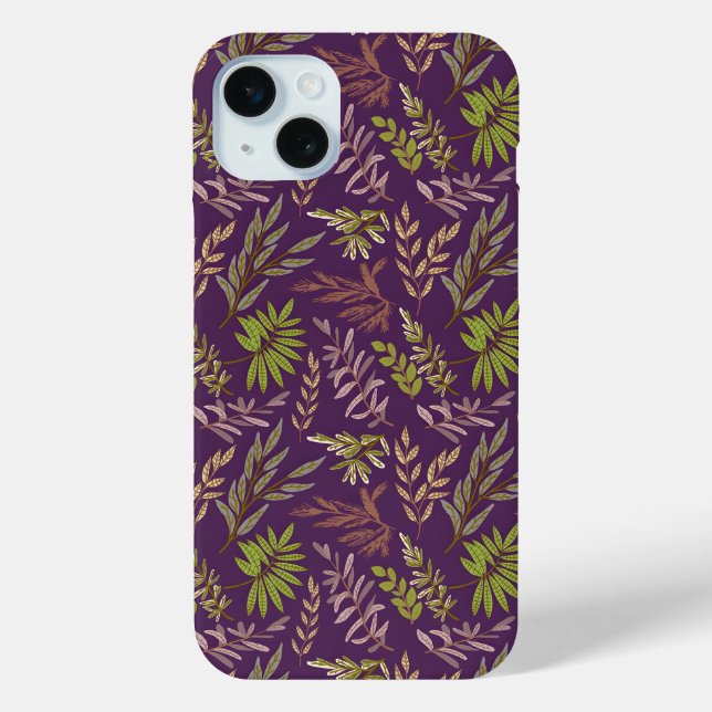 Botanical Leaves: A Stunning Purple Back Case-Mate iPhone Case (Back)