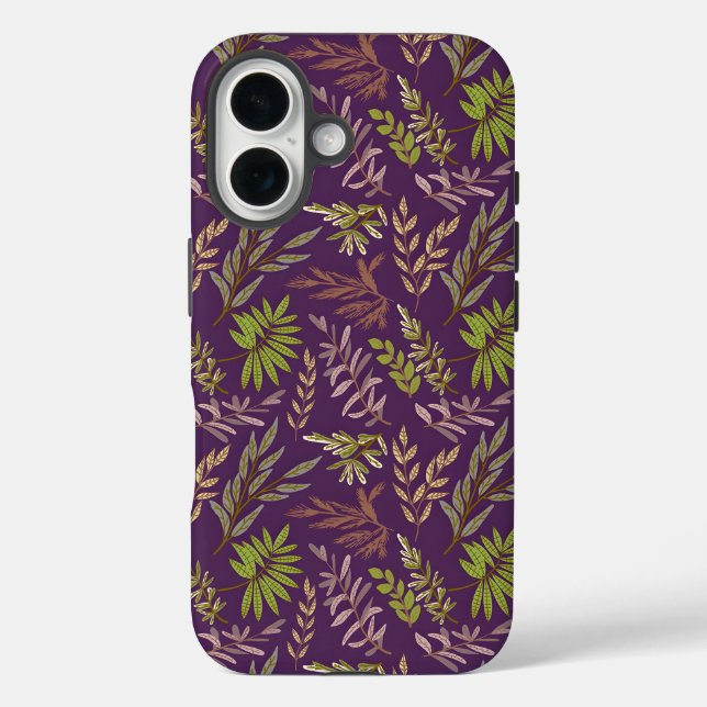 Botanical Leaves: A Stunning Purple Back Case-Mate iPhone Case (Back)