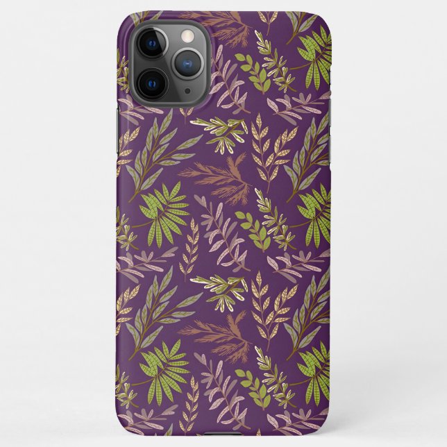 Botanical Leaves: A Stunning Purple Back iPhone Case (Back)