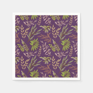 Botanical Leaves: A Stunning Purple Back Napkin