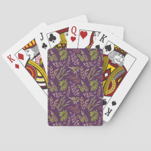 Botanical Leaves: A Stunning Purple Back Playing Cards